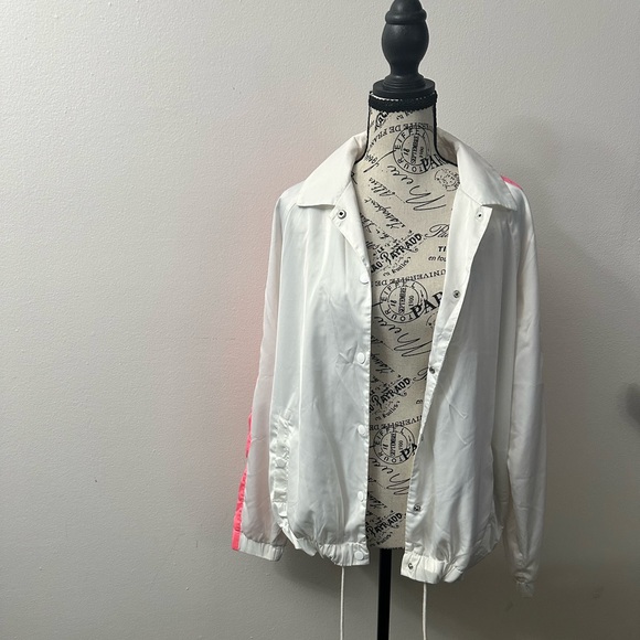 Forever 21 Silky White and Pink Wind Breaker Jacket - Picture 2 of 4